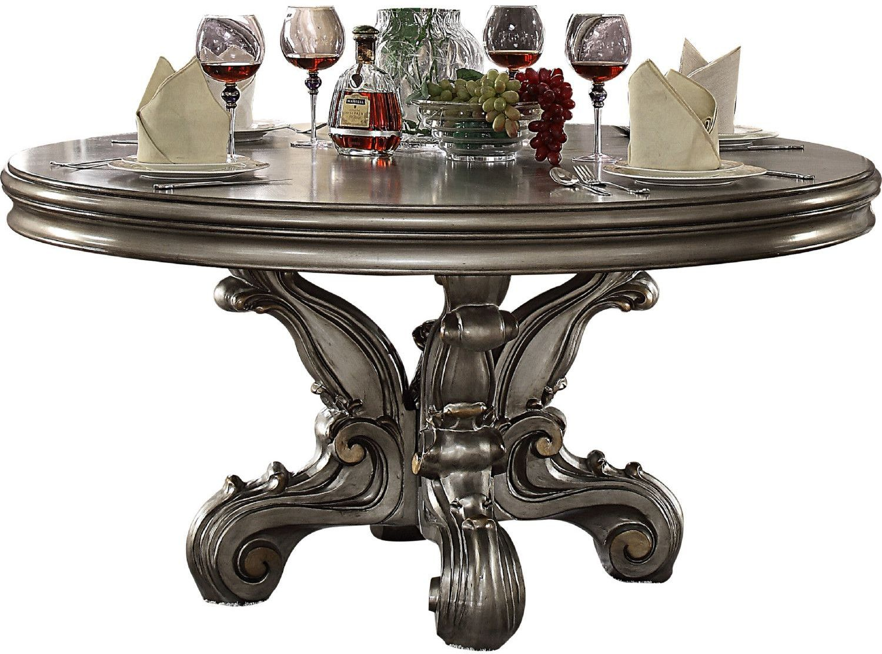Versailles Antique Platinum Round Pedestal Dining Room Set