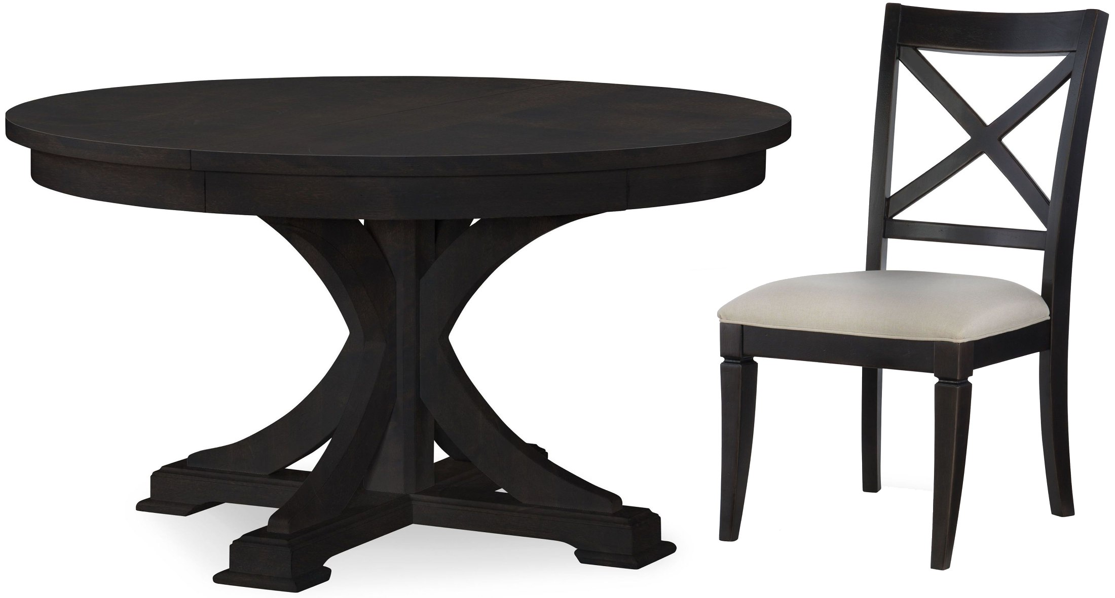 Everyday Peppercorn Round To Oval Pedestal Dining Room Set By