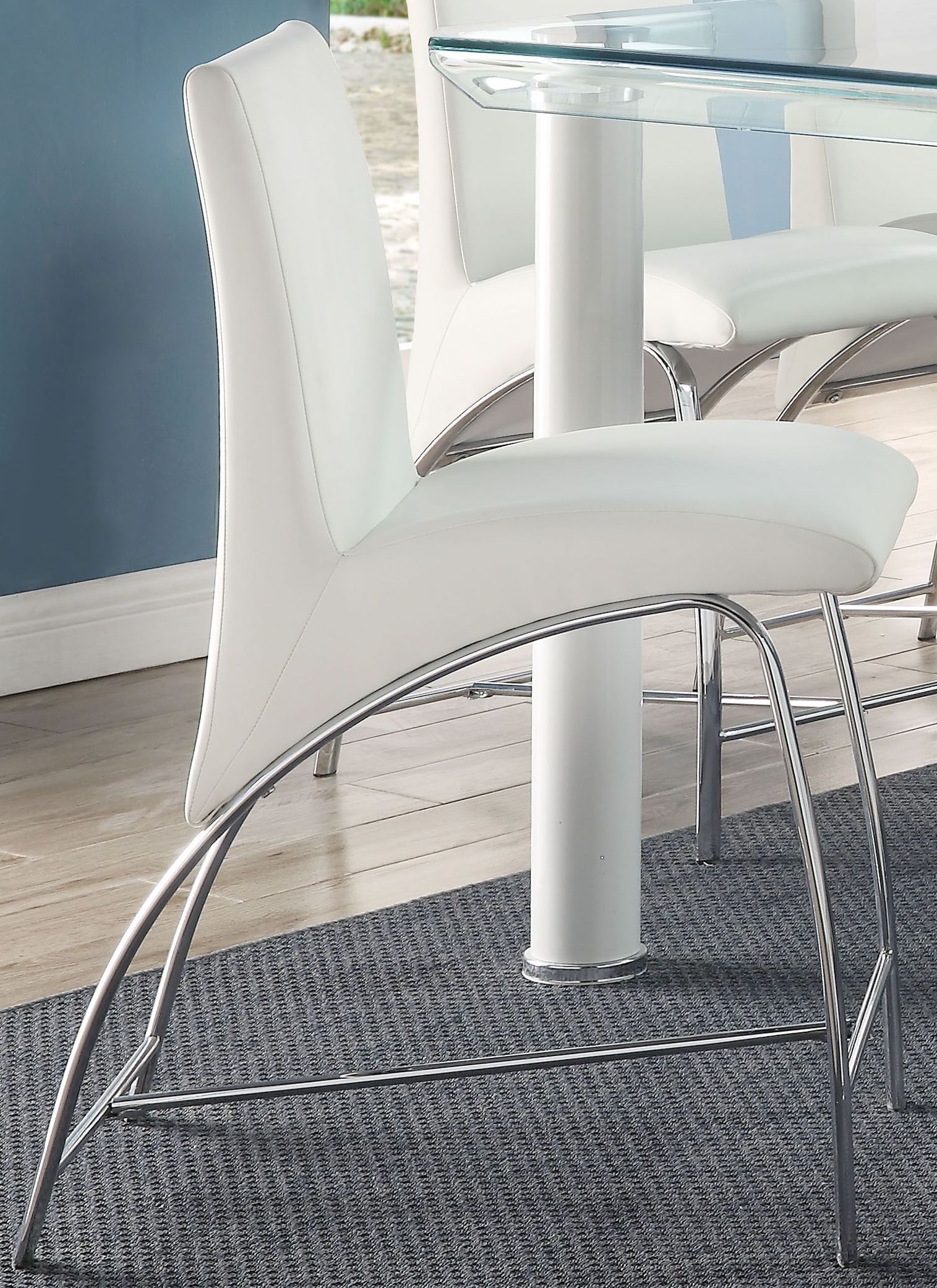 Gordie White And Clear Glass Counter Height Dining Room Set 1stopbedrooms