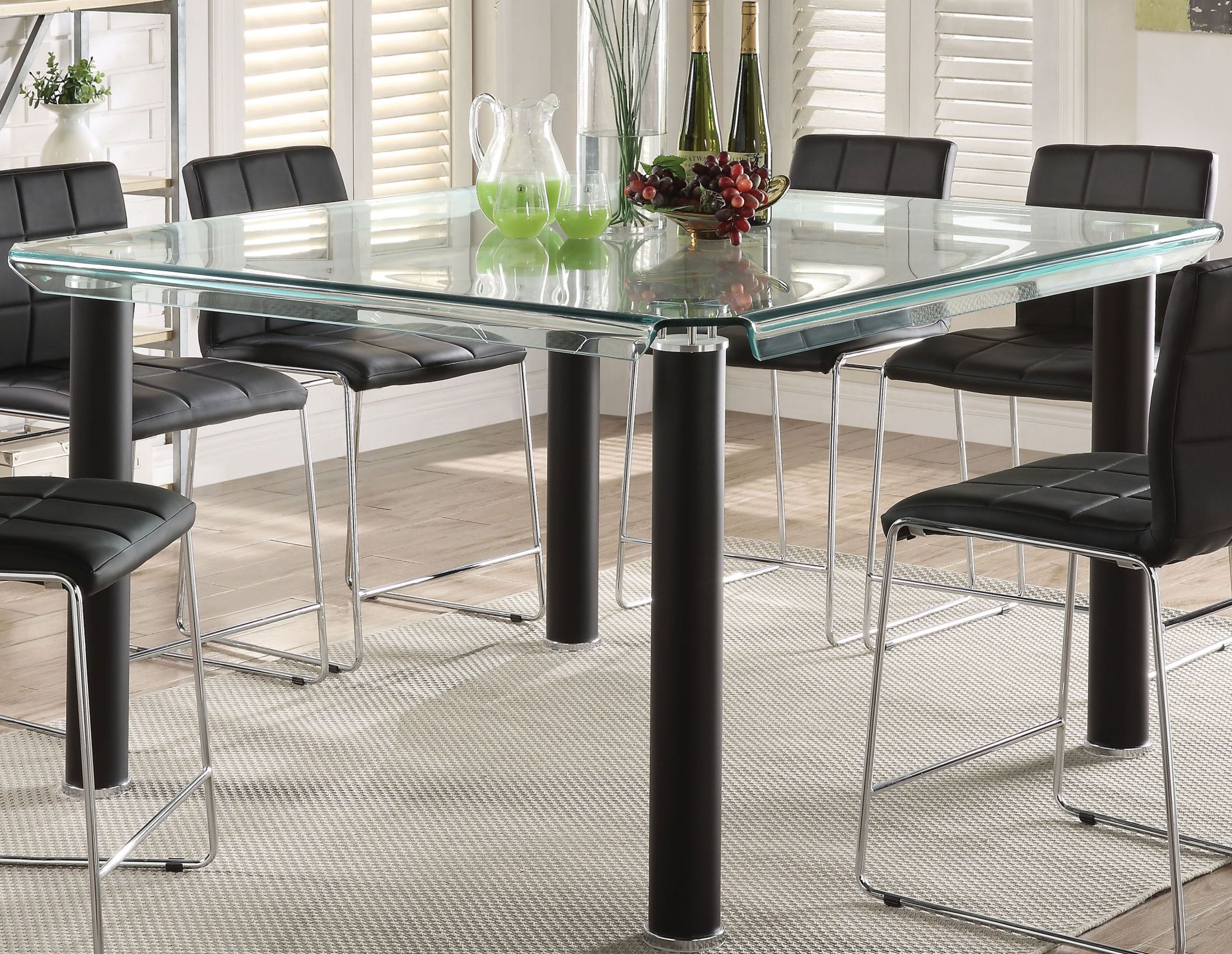 Gor Black And Clear Gl Top Counter Height Dining Room Set Counter Height Dining Room Set