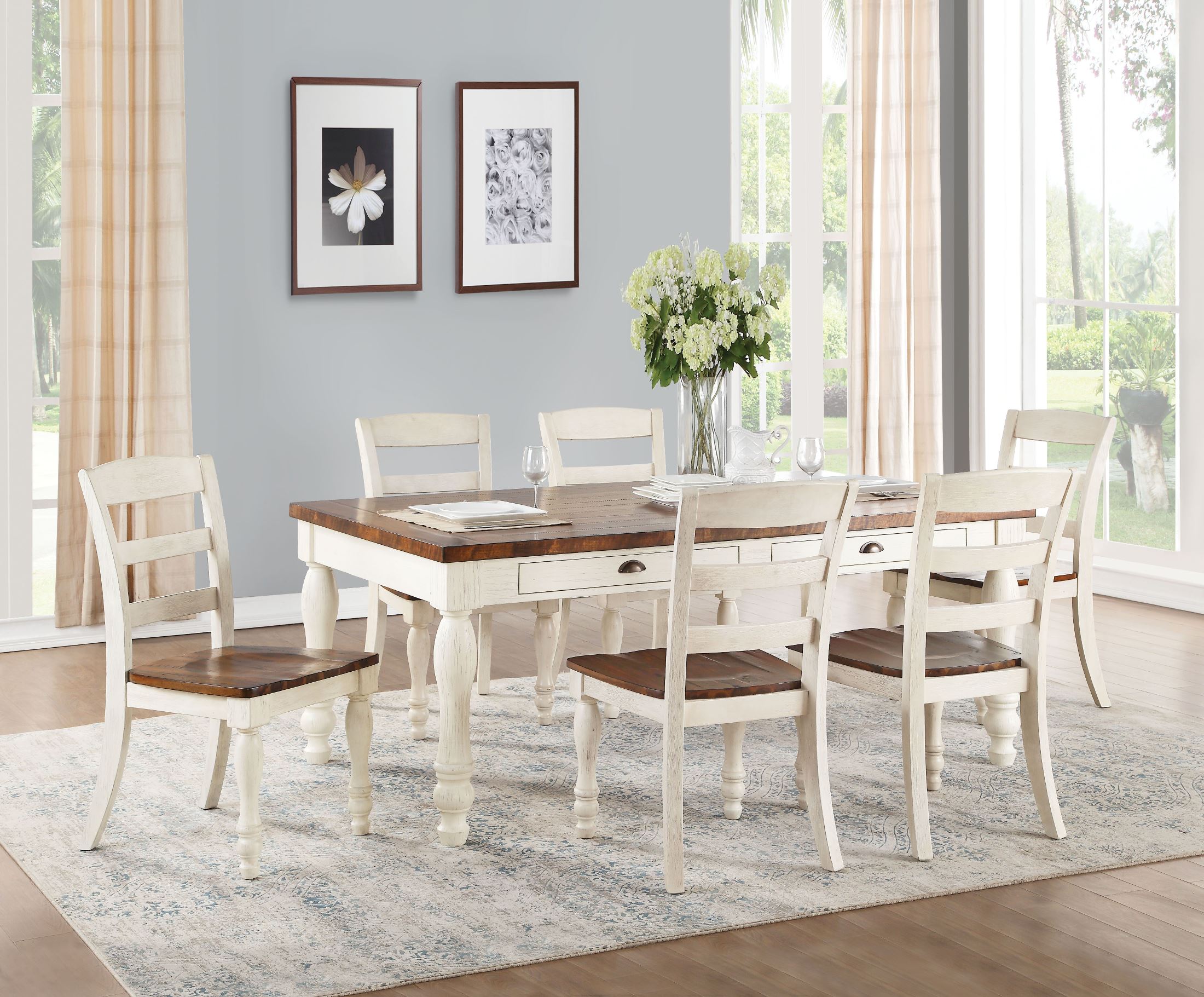 Britta Walnut And White Washed Dining Room Set 1stopbedrooms