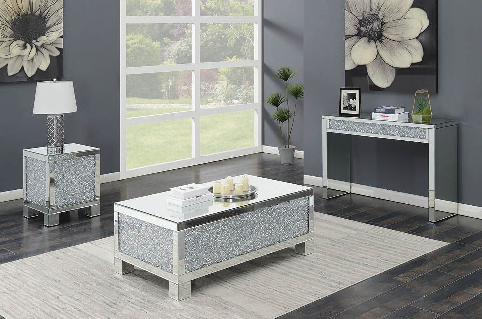 Clear Mirror Occasional Table Set 1stopbedrooms