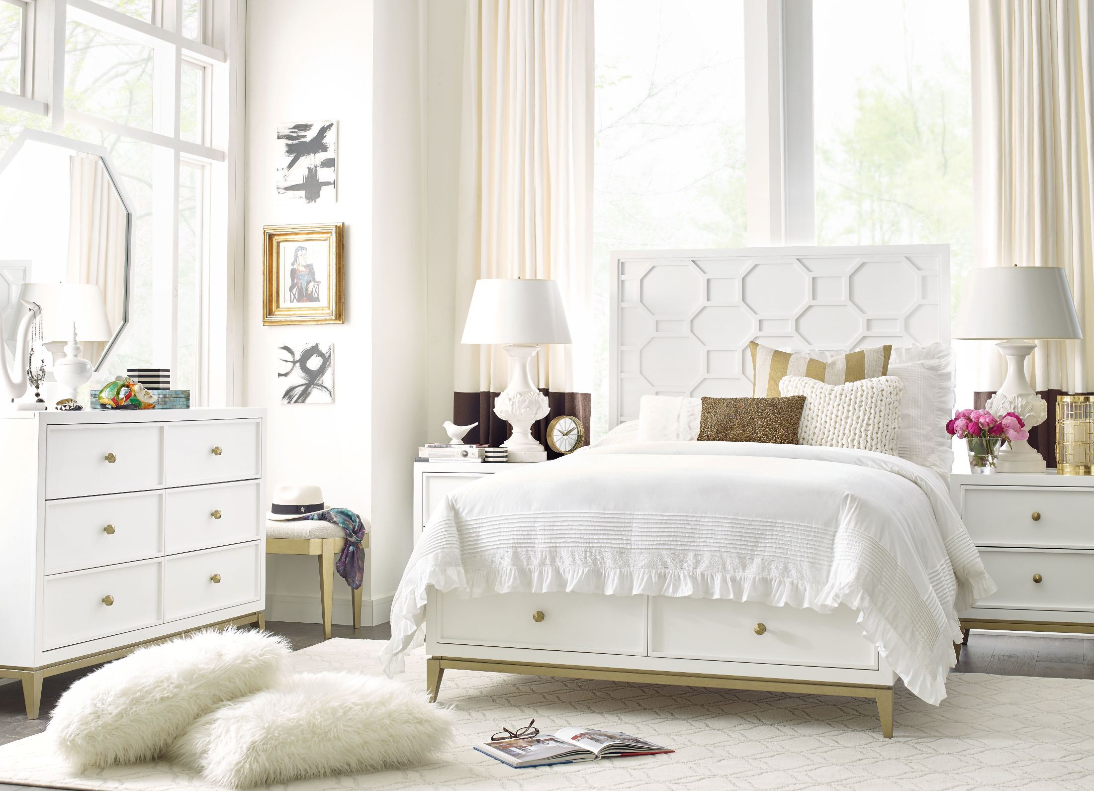 Uptown White And Gold Youth Panel Storage Bedroom Set By Rachael Ray 1stopbedrooms