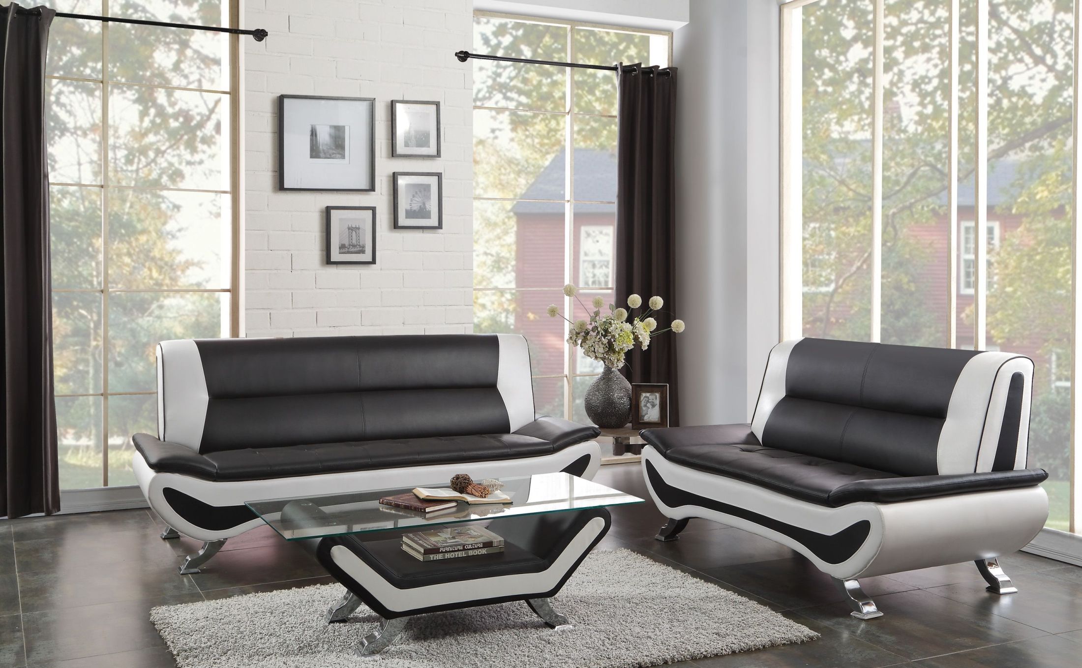 Veloce Black And White Living Room Set 1stopbedrooms