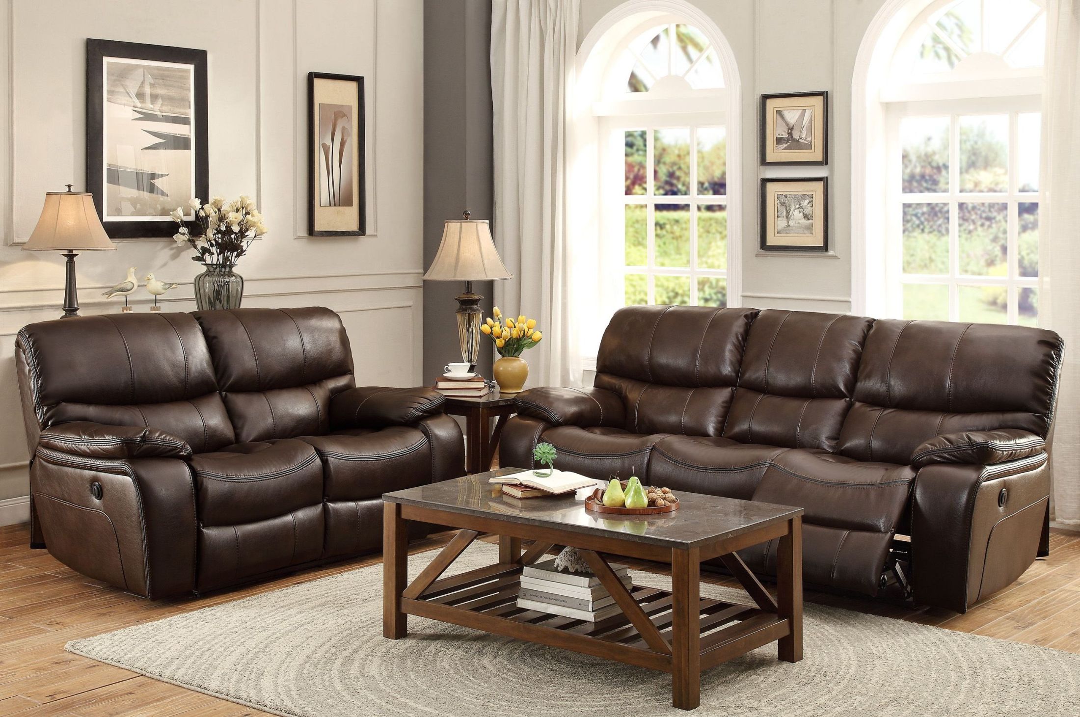 Pecos Brown Double Reclining Living Room Set 1stopbedrooms