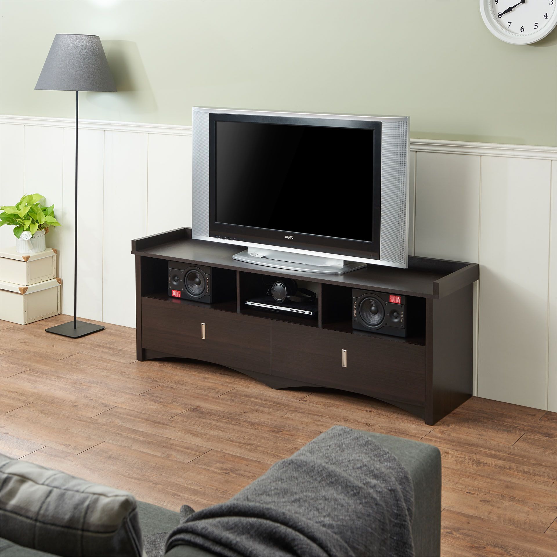 espresso tv stand with fireplace
