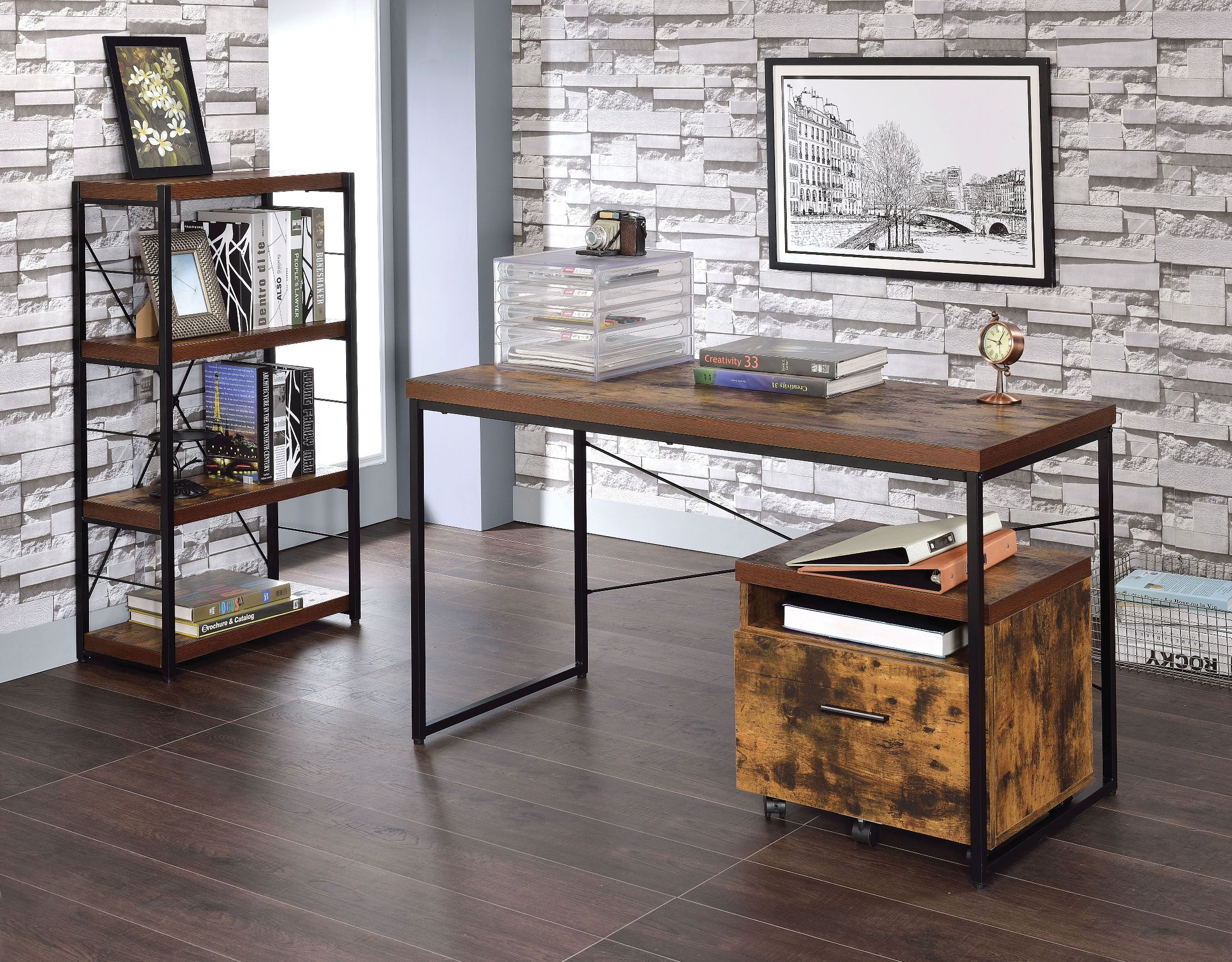 Bob Weathered Oak And Black Home Office Set 1stopbedrooms Bob Weathered Oak And Black Home Office