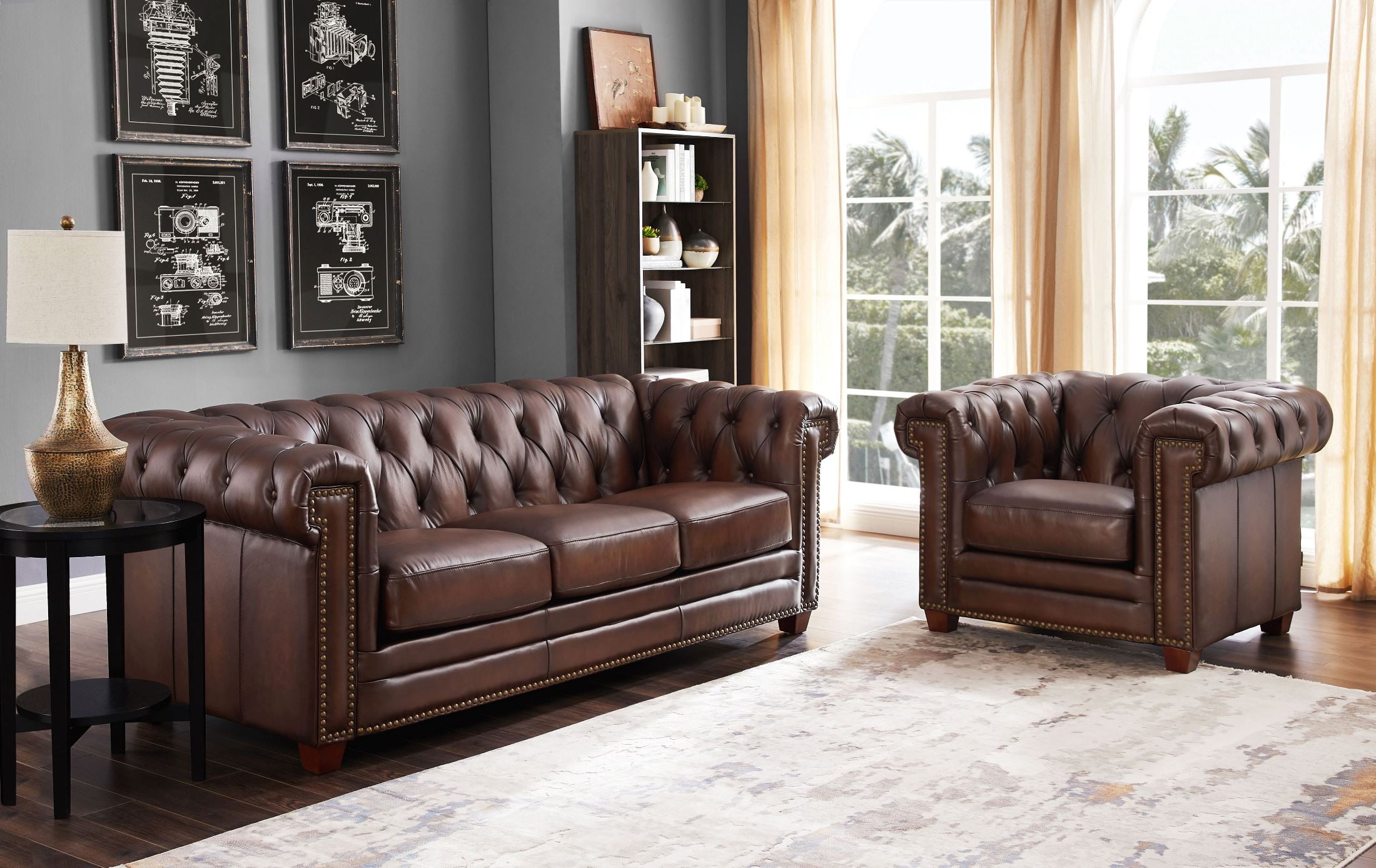 Stanwood Brown Leather Living Room Set 1stopbedrooms