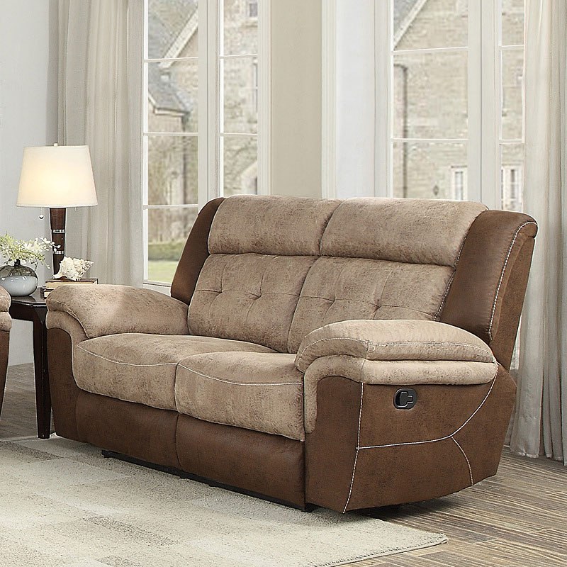 Chai Two Tone Double Reclining Loveseat 1stopbedrooms