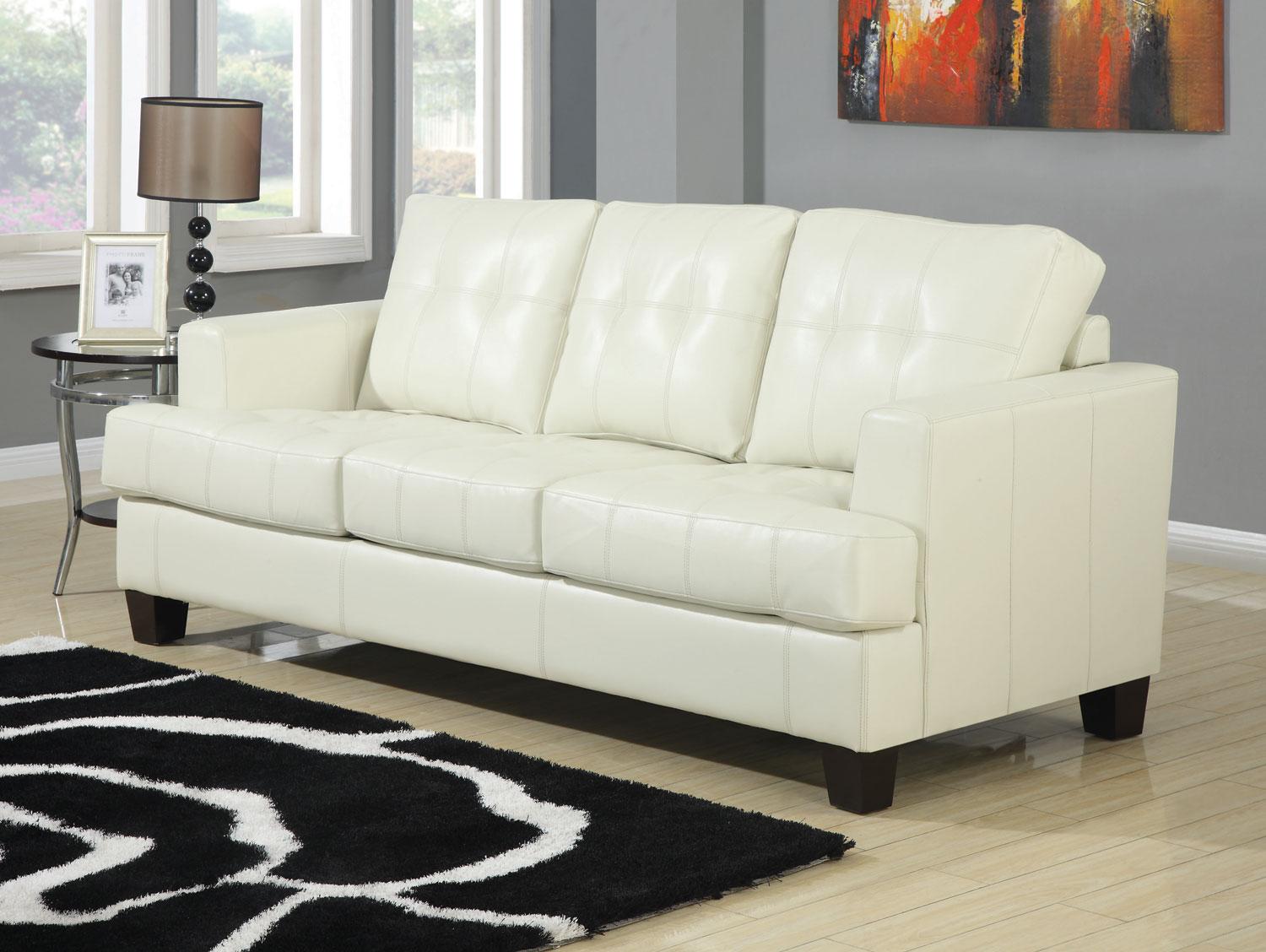 Samuel Cream Leather Living Room Set 501691 1stopbedrooms