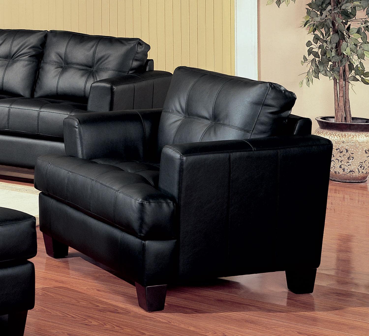 Samuel Black Leather Living Room Set 501681 1stopbedrooms
