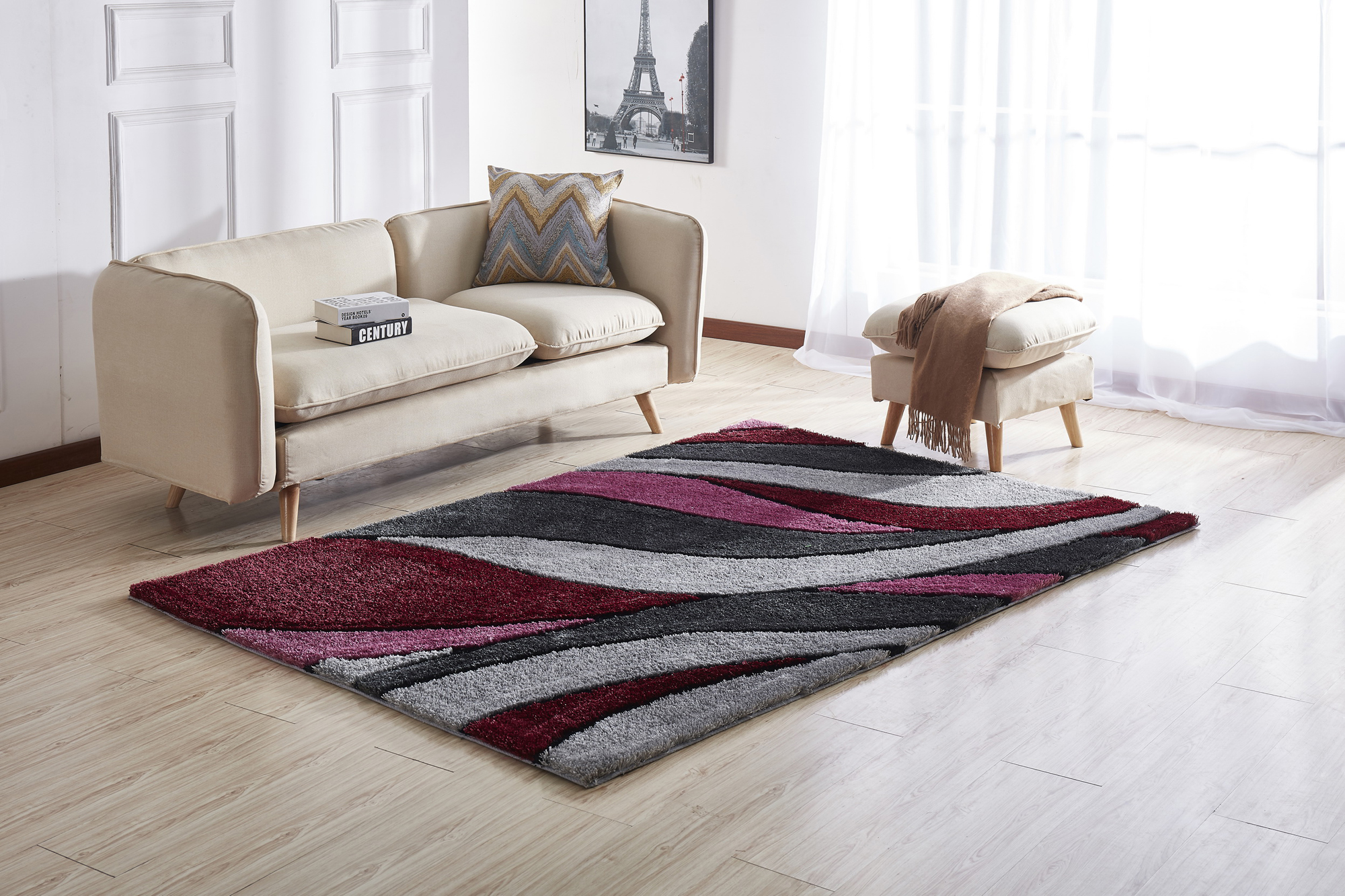 Aria Red Soft Pile Shaggy Area Rug 5 X 7 1stopbedrooms