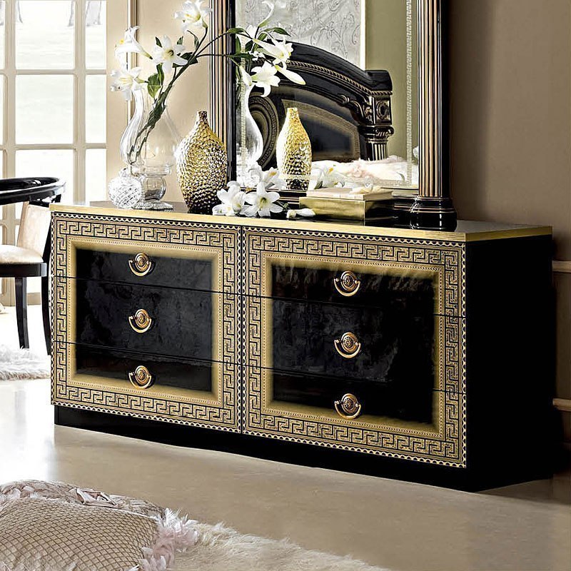 Aida Panel Bedroom Set Black And Gold 1stopbedrooms