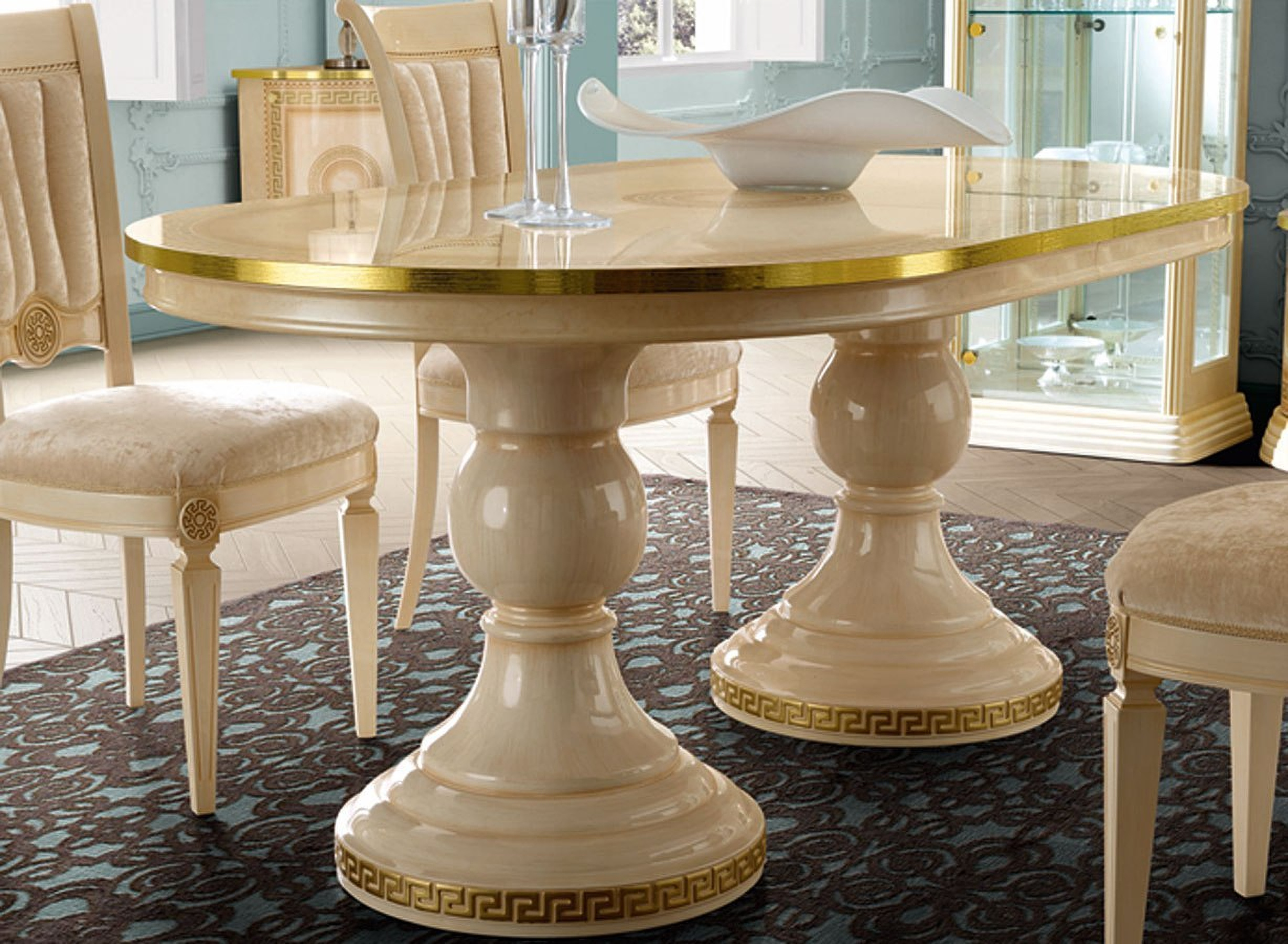 Aida Dining Table Ivory And Gold 1stopbedrooms
