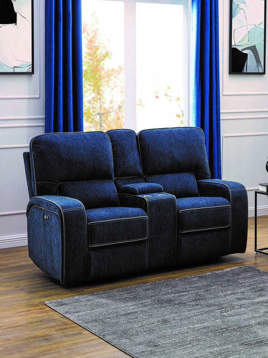 Coaster Furniture Groveland Navy Blue Power Loveseat 1stopbedrooms
