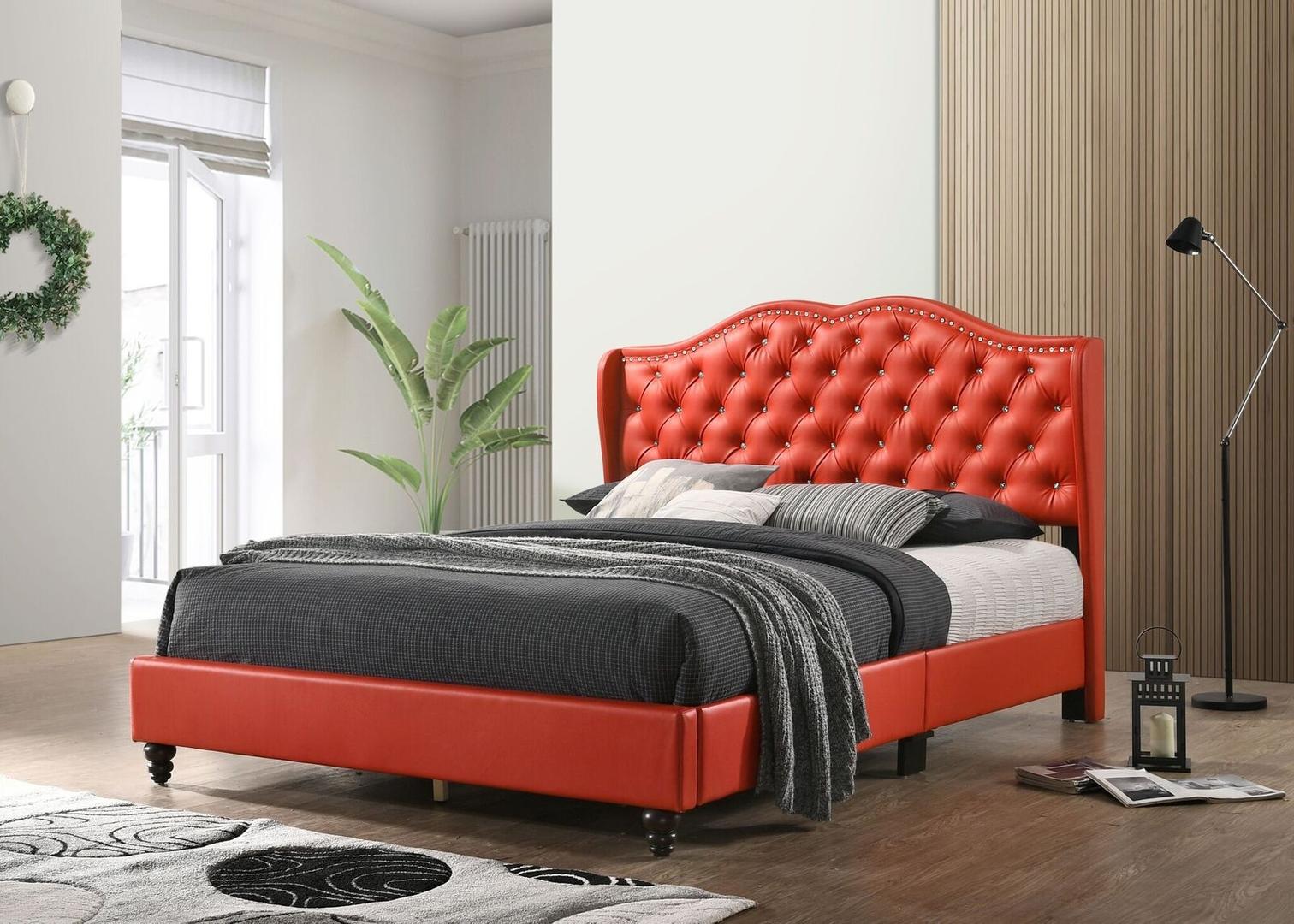 Glory Furniture Joy Queen Size Bed G1929qbup Red 1stopbedrooms - Red Queen Size Bed Frame Glory Furniture Joy Queen Size Bed G1929qbup Red 1stopbedrooms - Red Queen Size Bed Frame