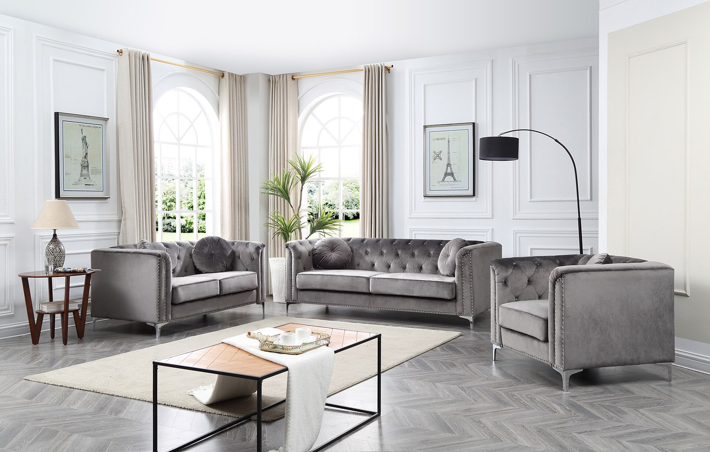 Pompano Living Room Set Dark Gray 1stopbedrooms