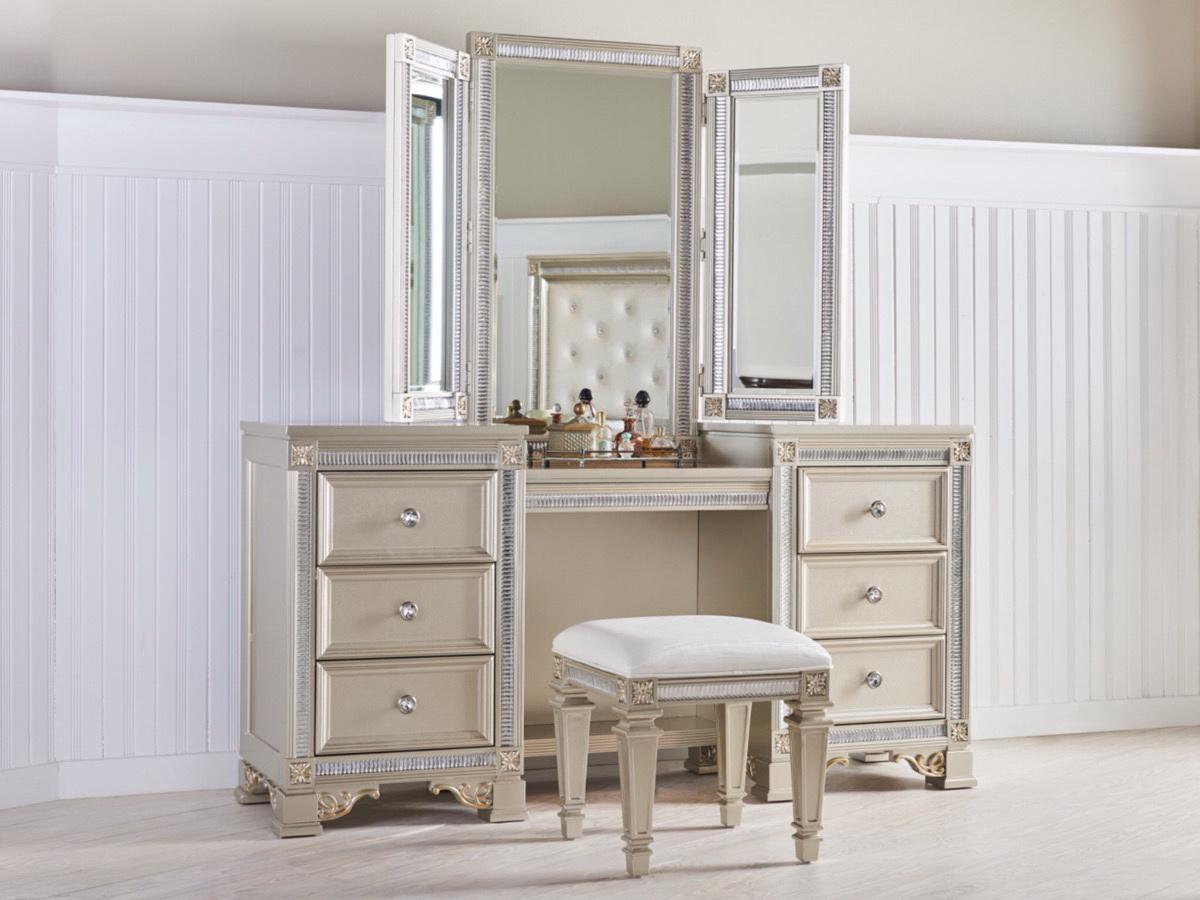 Gracie Vanity With Tri Fold Mirror 1stopbedrooms