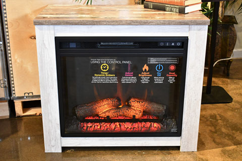 Willowton White Wash Fireplace Mantel W Frpl Insert W267 368