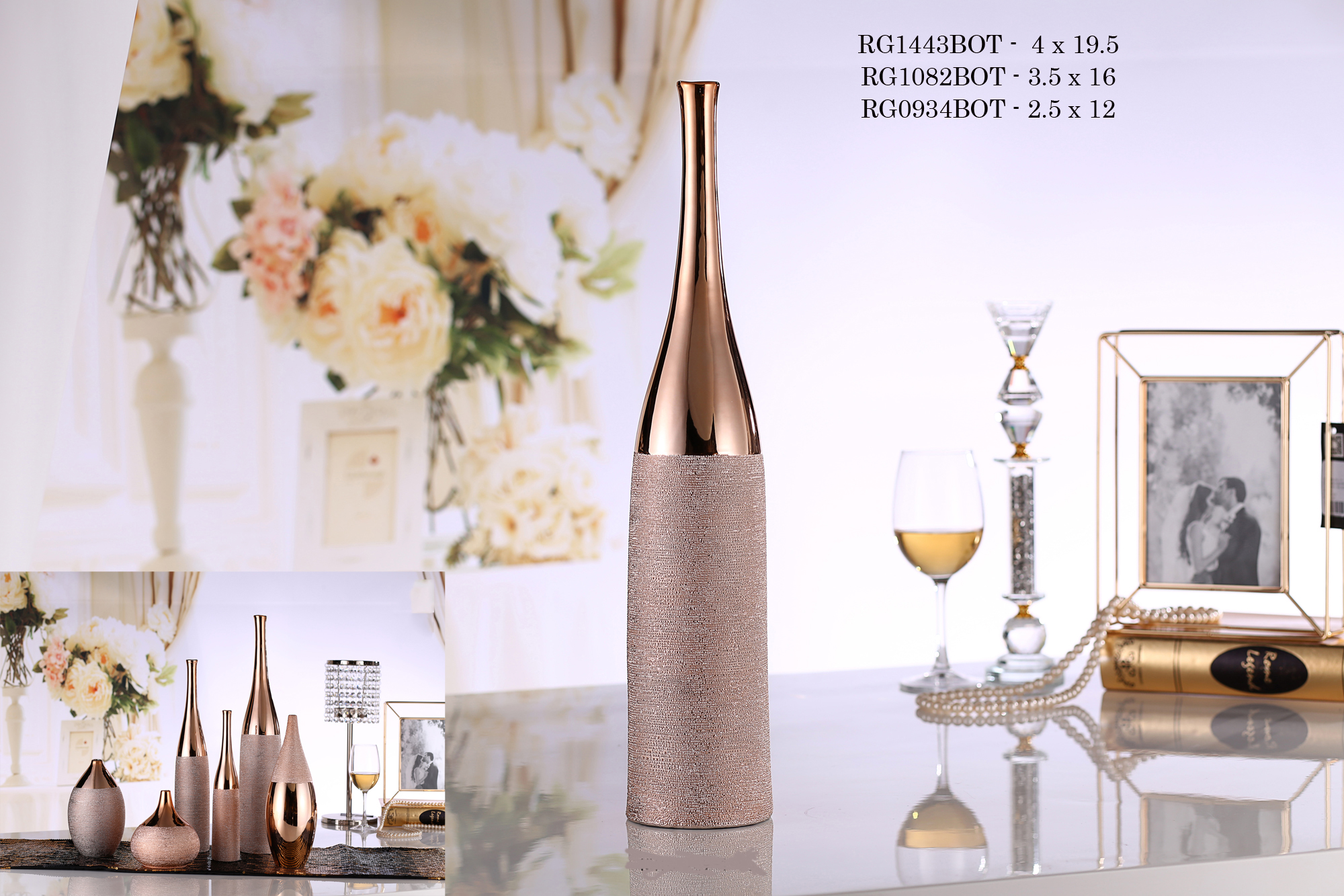 Bellied Decorative Vase 6 With Polished Bronze Finish Textured