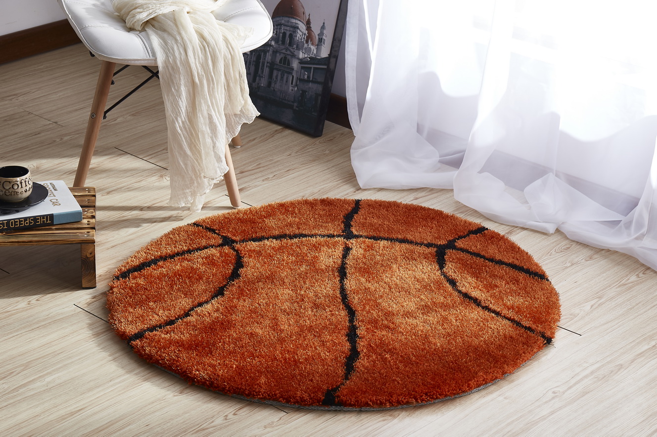 Basketball Extra Soft Shaggy Area Rug 36 Diameter 1stopbedrooms