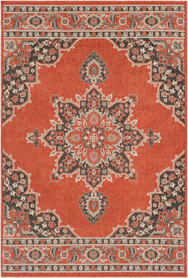Surya Alfresco Burnt Orange Black Cream Olefin Area Rug 153x105 1stopbedrooms