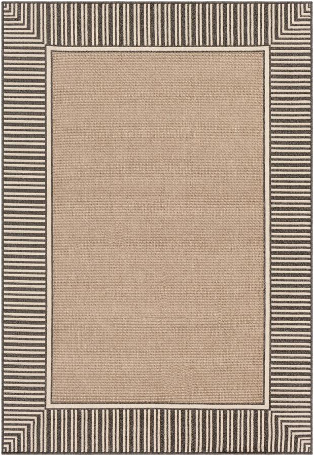 Surya Alfresco Camel Black Cream Olefin Area Rug 66x42 1stopbedrooms