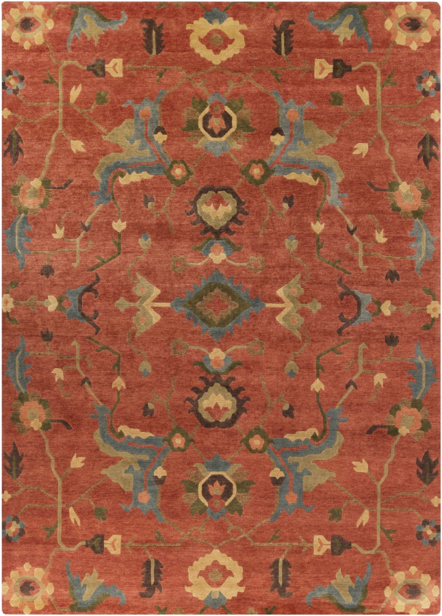 Surya Anastacia Rust Aqua Dark Green Brown Nz Wool Area Rug