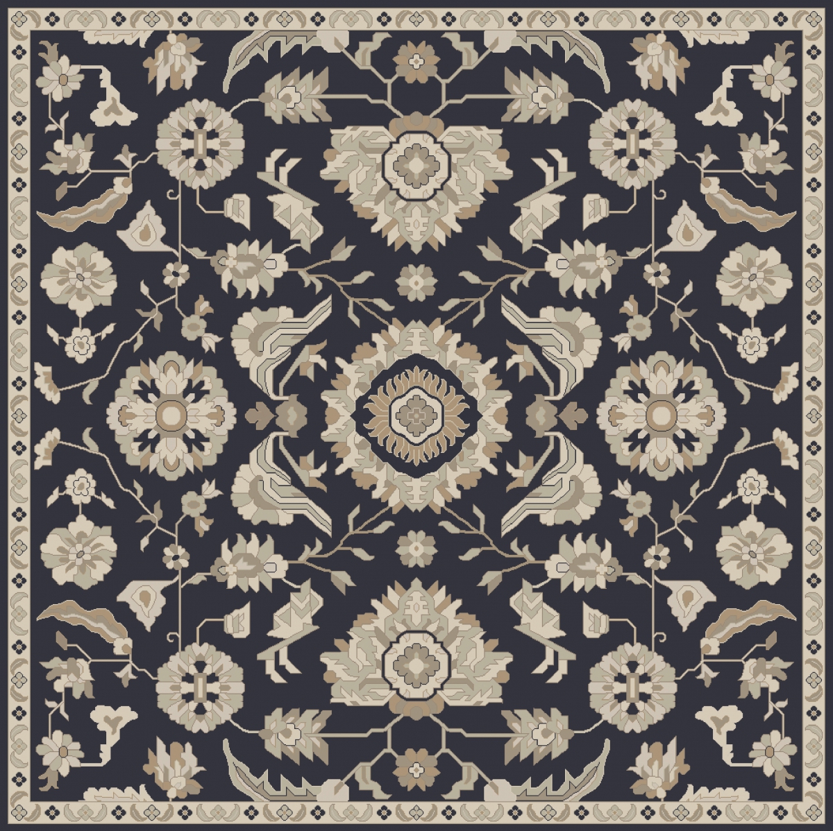 Surya Caesar Ink Beige Sea Foam Wool Square Area Rug 8x8 1stopbedrooms