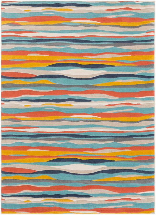 Surya City Aqua Charcoal Coral Polypropylene Area Rug 67x47