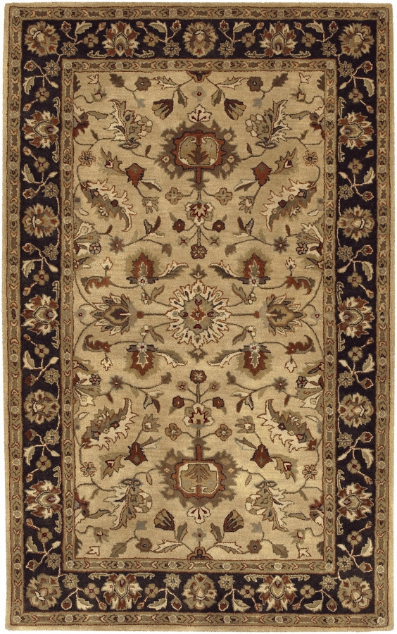 Surya Crowne Tan Black Gray Wool Area Rug 180x144 1stopbedrooms