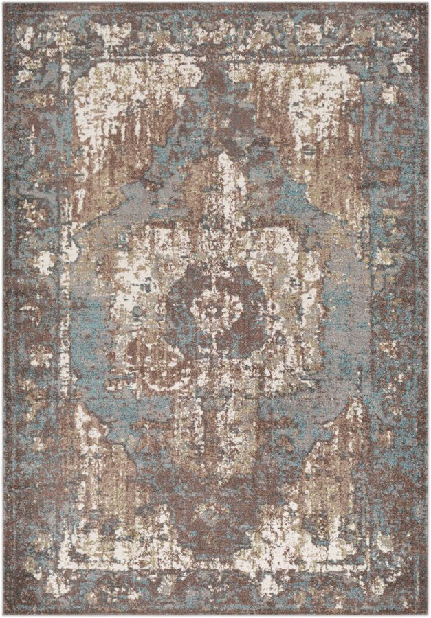 Surya Chelsea Dark Brown Camel Aqua Polypropylene Area Rug 87x63