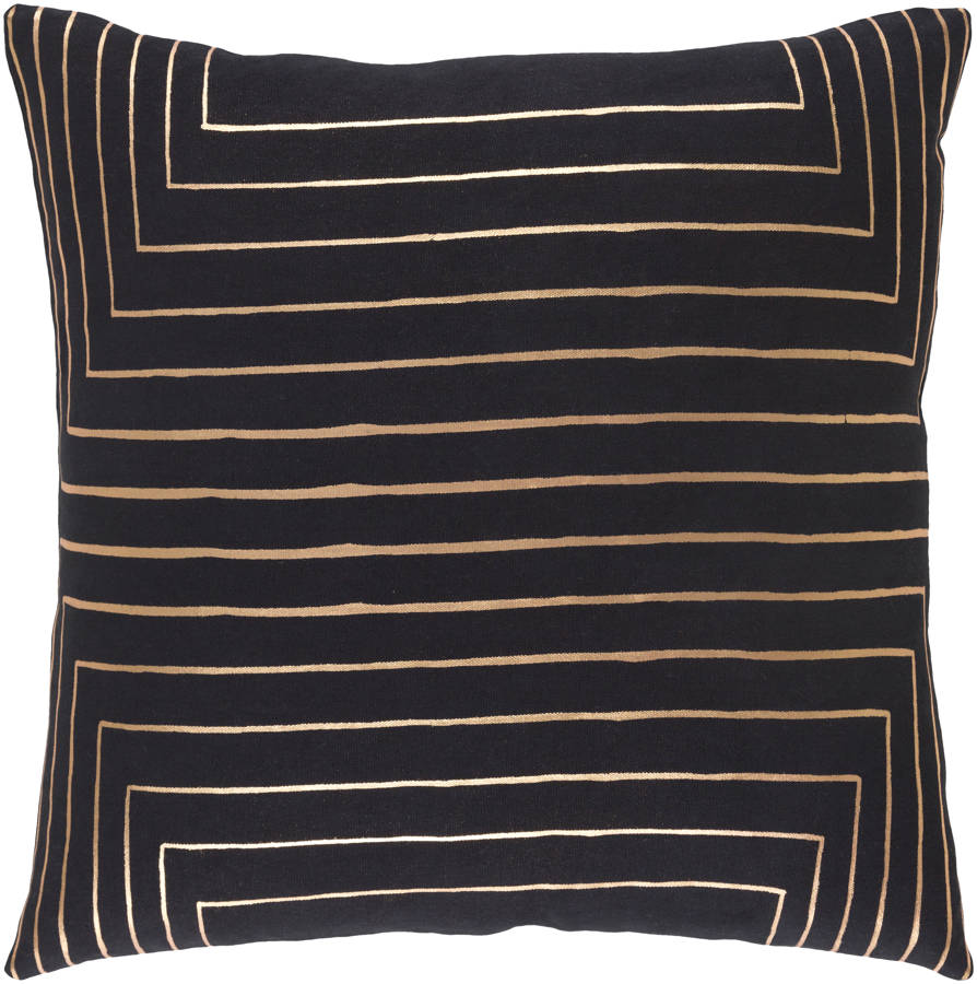 Surya Crescent Black Metallic Copper Pillow Cover 22x22