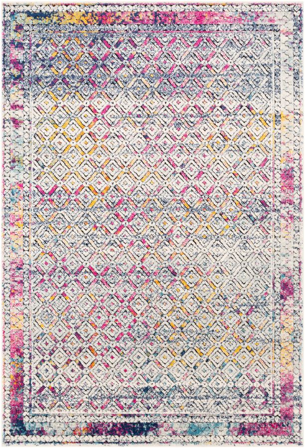 Surya Dersim Bright Pink White Black Polypropylene Area Rug - Black White Pink Area Rug Surya Dersim Bright Pink White Black Polypropylene Area Rug - Black White Pink Area Rug