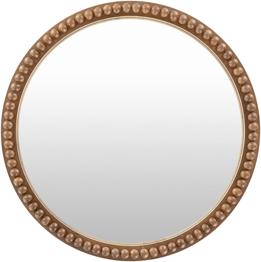 Surya Edie Brown Wood Mdf Round Mirror 1stopbedrooms