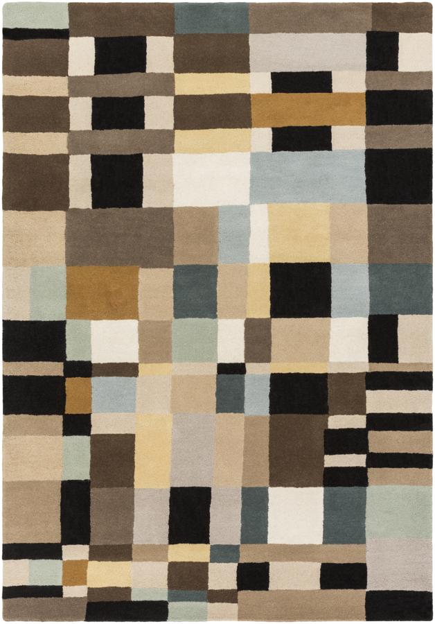 Surya Estella Cream Camel Black Brown Wool Area Rug 36x24 Camel Black Brown Wool Area Rug 36x24