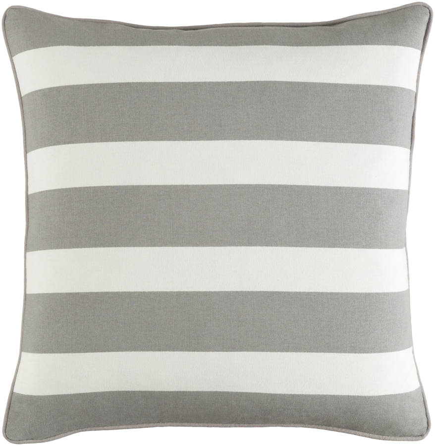 Surya Glyph Gray White Stripe Pillow Cover 18x18 1stopbedrooms
