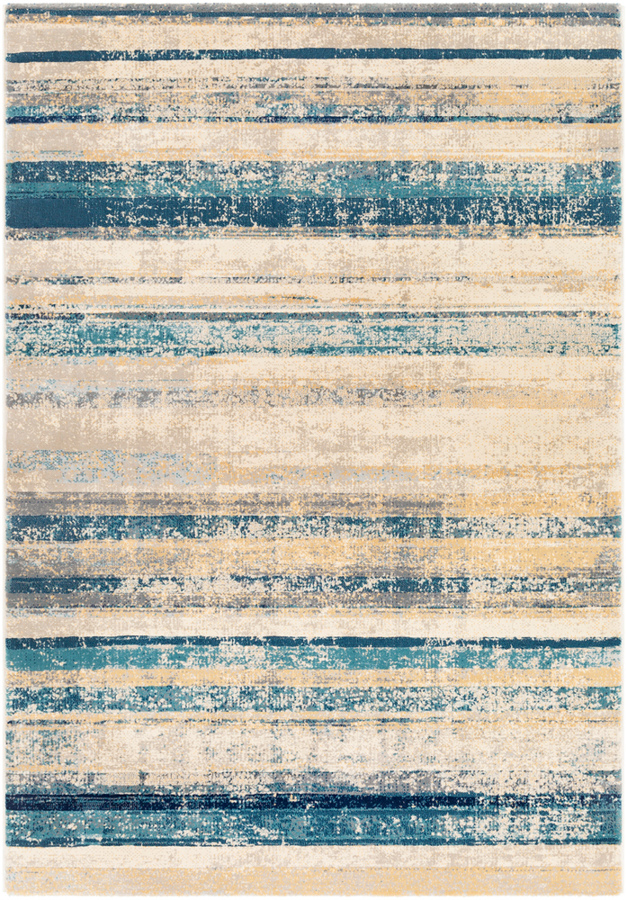 Surya Cash Teal Navy Beige Modern Area Rug 123 X 94 1stopbedrooms
