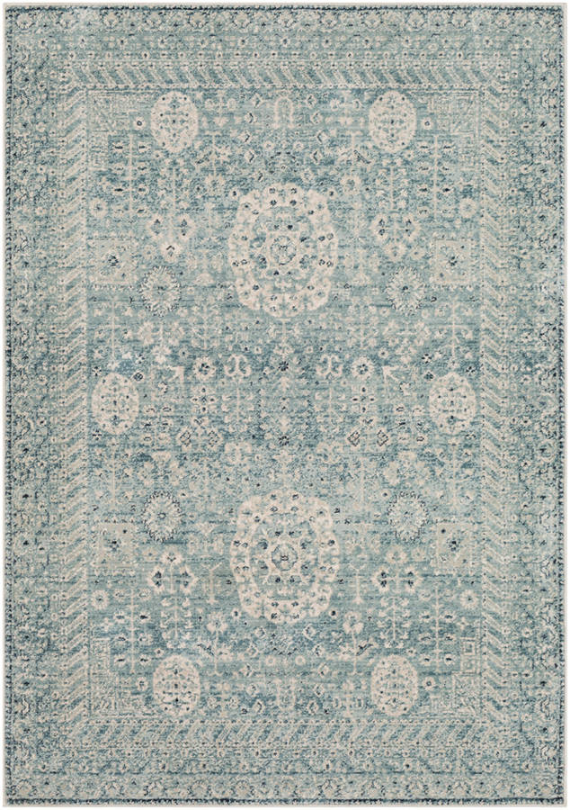 Surya Mesopotamia Um Gray Ivory Teal Area Rug 88 X 61