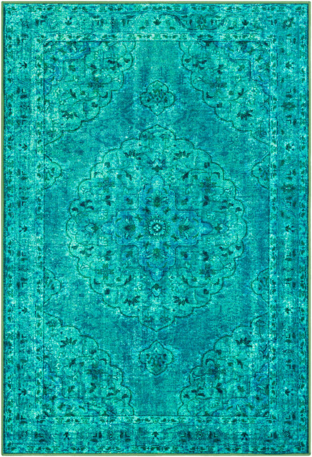 Surya Parker Emerald Dark Green Teal Nylon Area Rug 123x94 1stopbedrooms