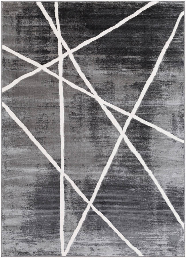 Surya Rabat Charcoal Gray White Polyester Area Rug 87x63 Charcoal Gray White Polyester Area Rug