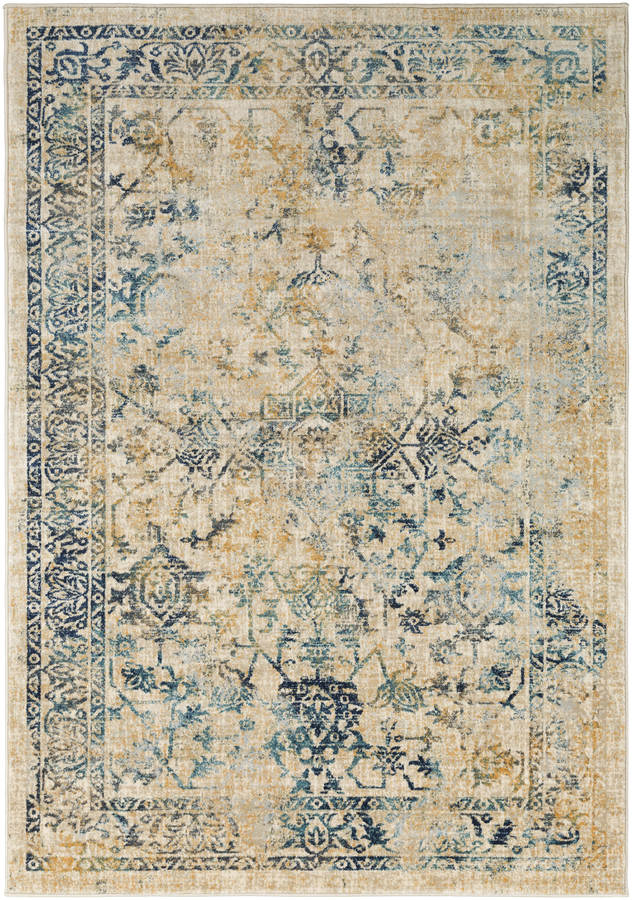 Surya Tharunaya Teal Navy Silver Gray Polypropylene Area Rug