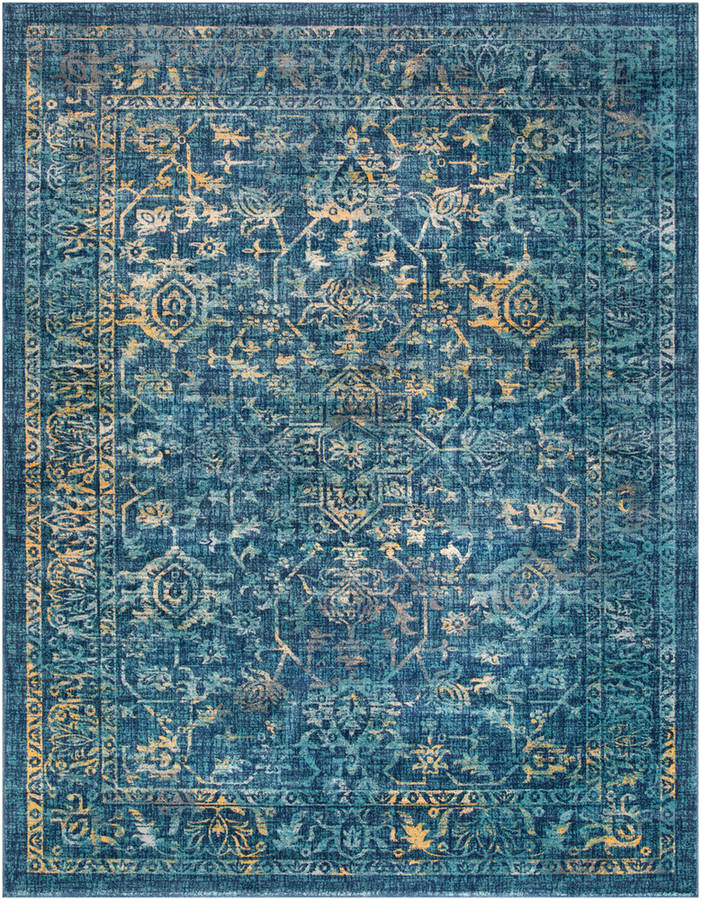 Surya Tharunaya Navy Teal Gray Polypropylene Area Rug 123x94