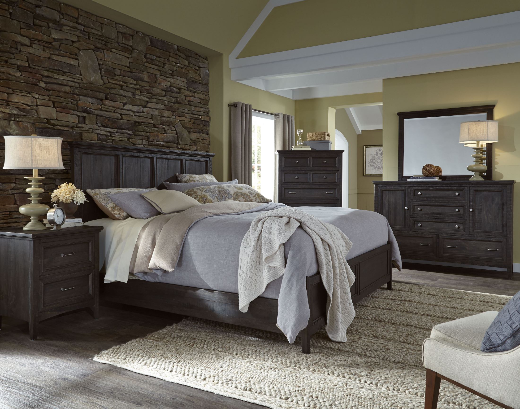 Mill River Weathered Charcoal Panel Bedroom Set