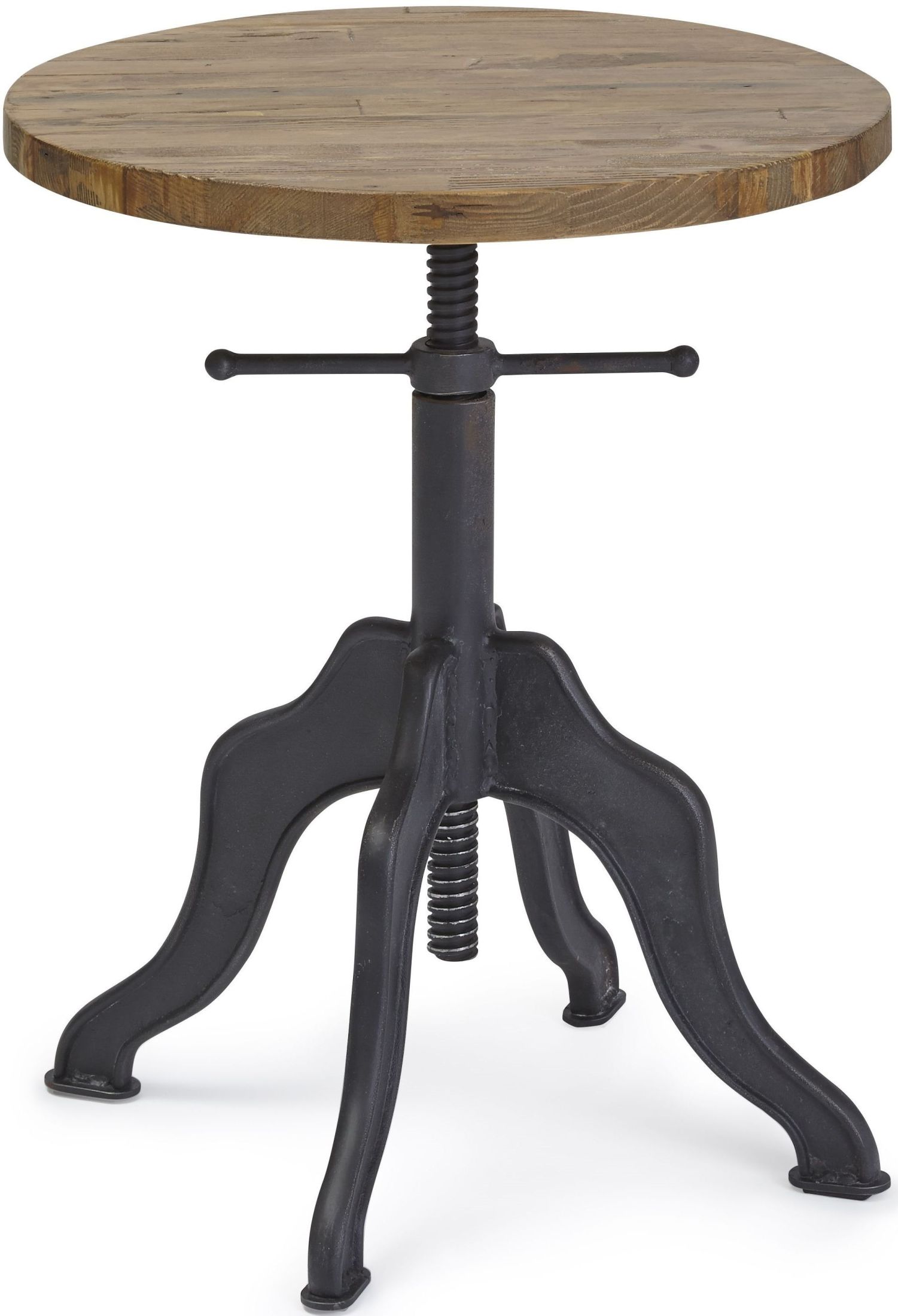 Sadie Matte Black And Natural Round Adjustable Accent Table