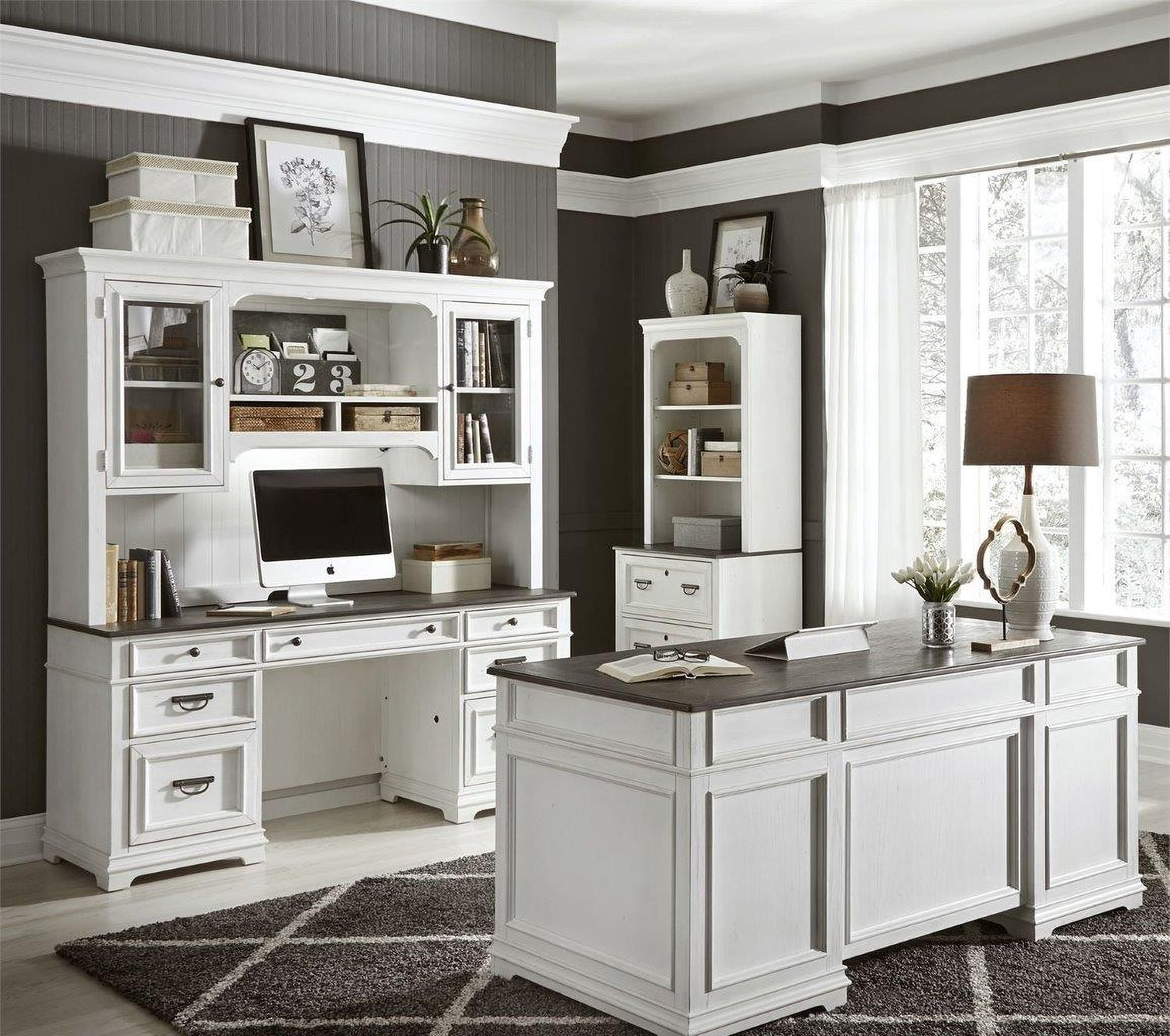 Allyson Park Wirebrushed White Jr Executive Home Office Set 1stopbedrooms