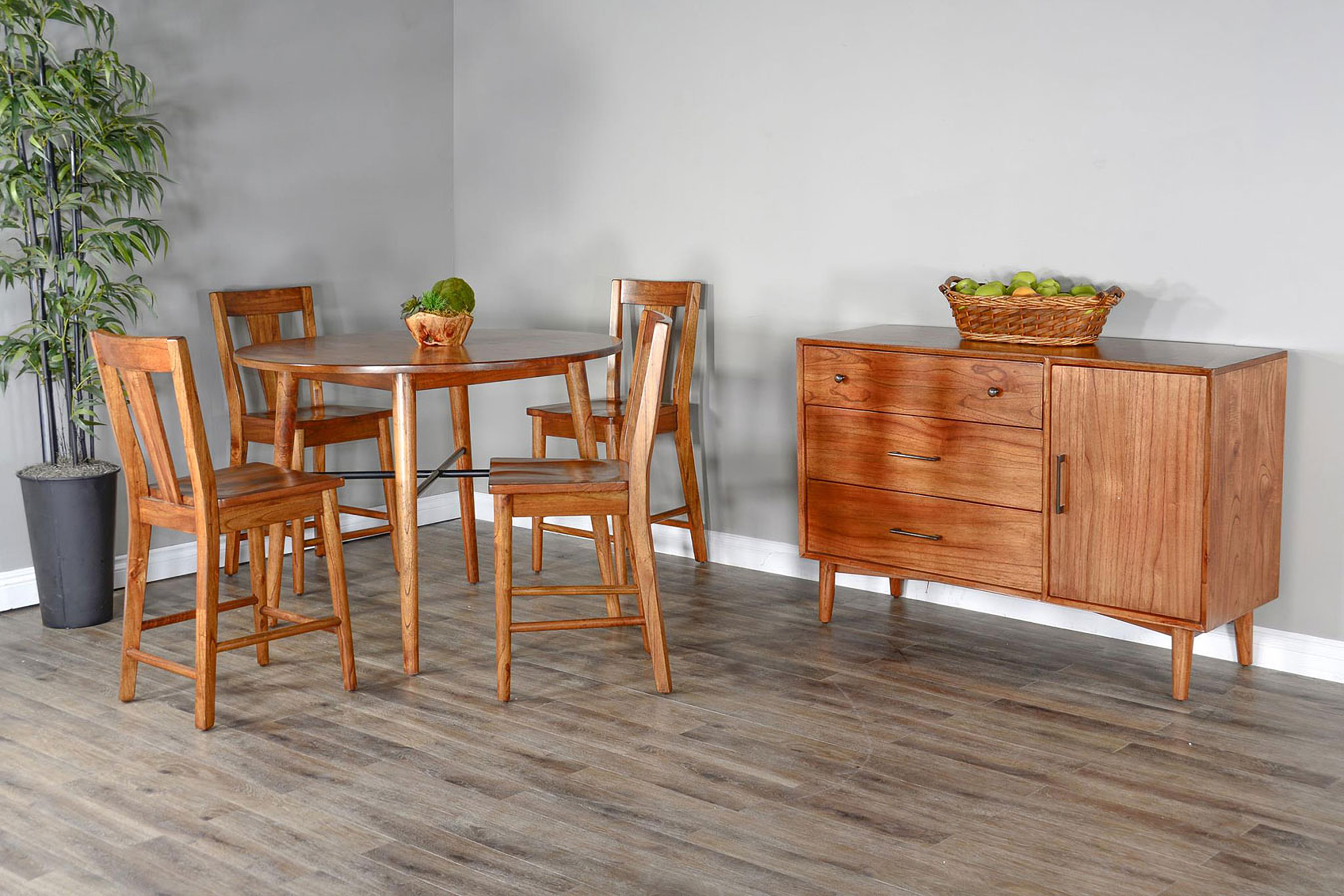 American Modern Cinnamon Round Counter Height Dining Room Set