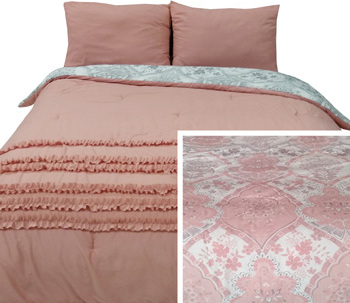 New girls teen geometric pink brown queen bedding. 1stopbedrooms