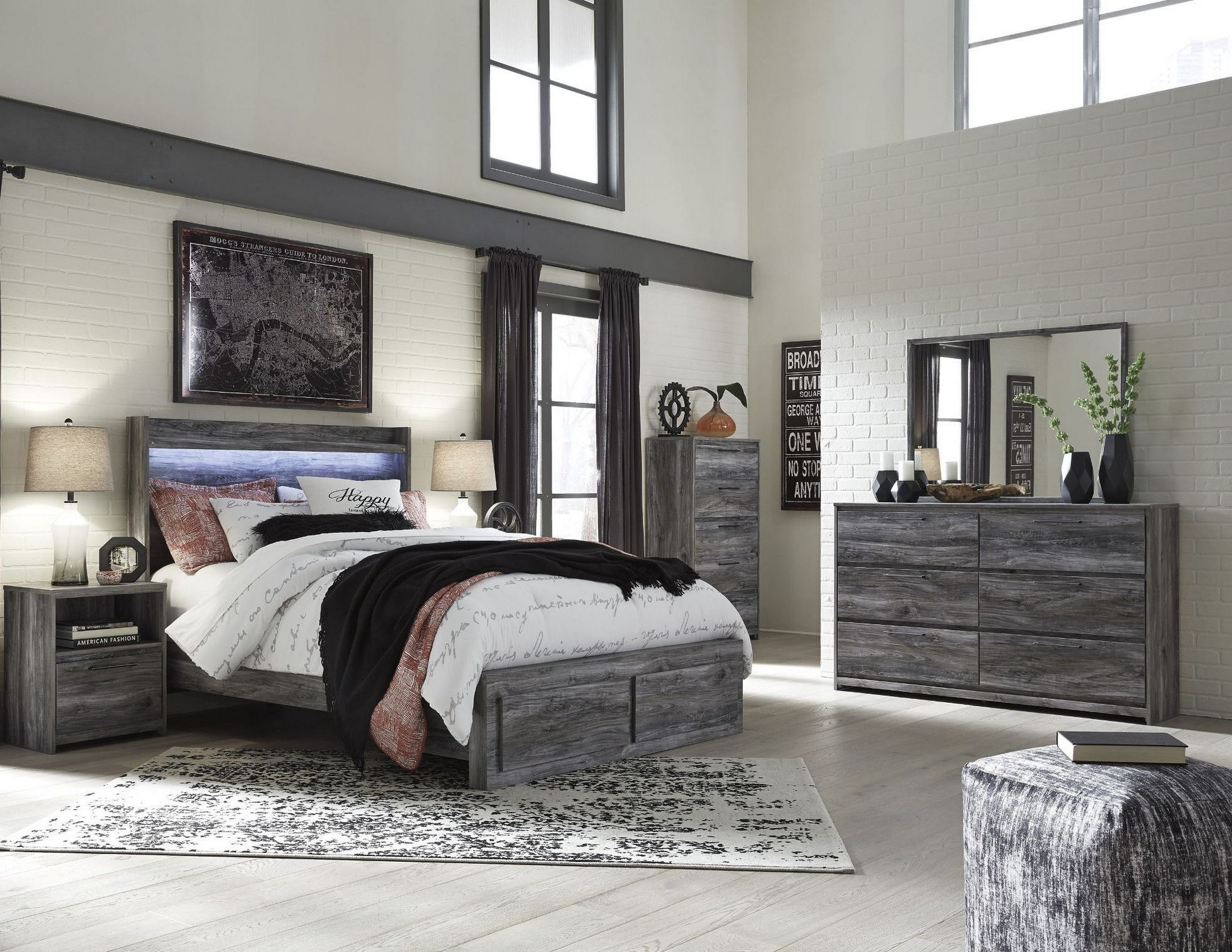 Baystorm Gray Platform Storage Bedroom Set