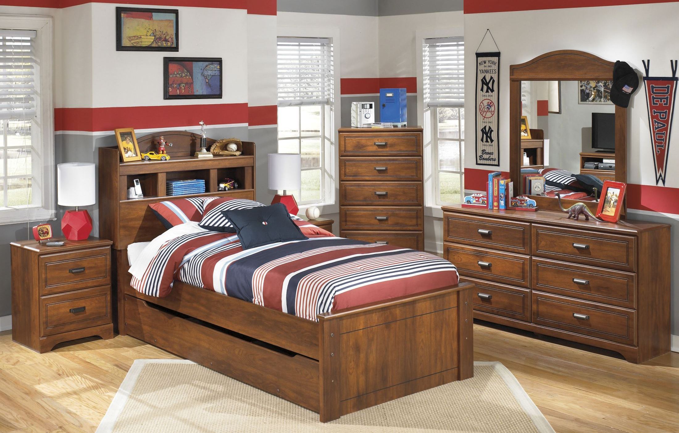 Barchan Youth Trundle Bookcase Bedroom Set 1stopbedrooms